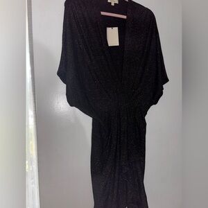 Elan Elegant black with gold shimmer Dress NWT